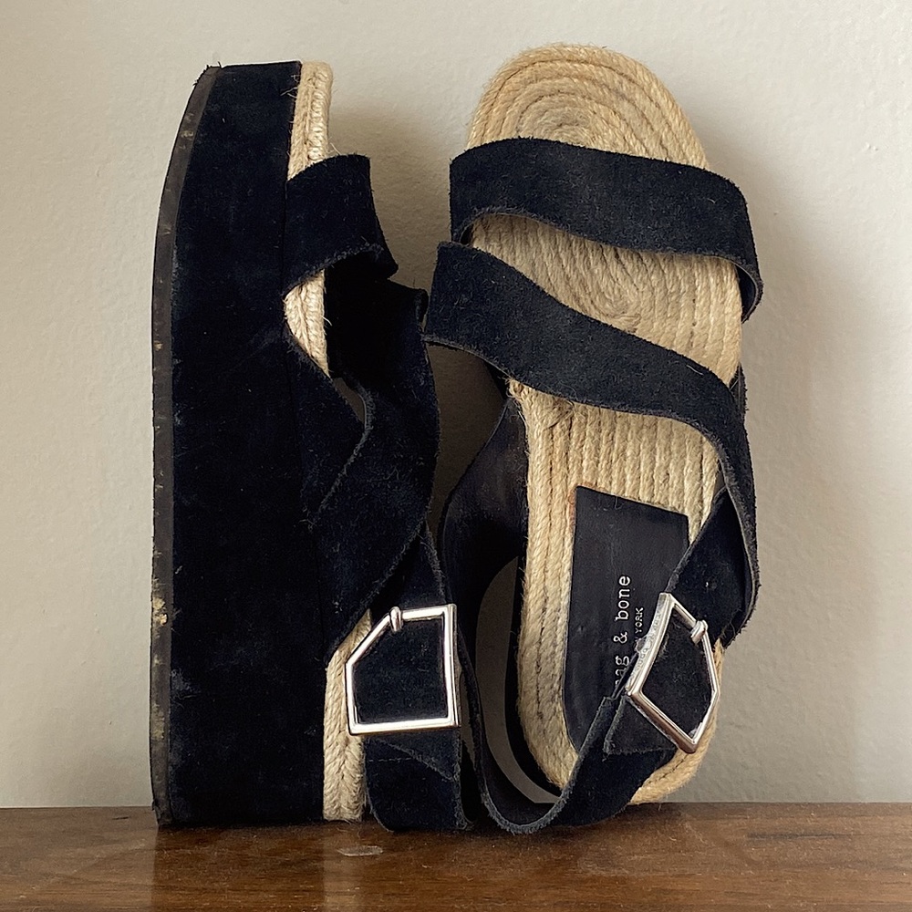 Rag & Bone Megan Black Suede Platform Sandals